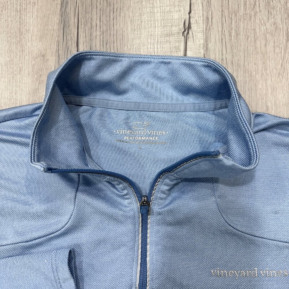 Vineyard Vines Sweatshirt Mens Large Performance 1/4 Zip Pullover Blue Stretch - Picture 2 of 11